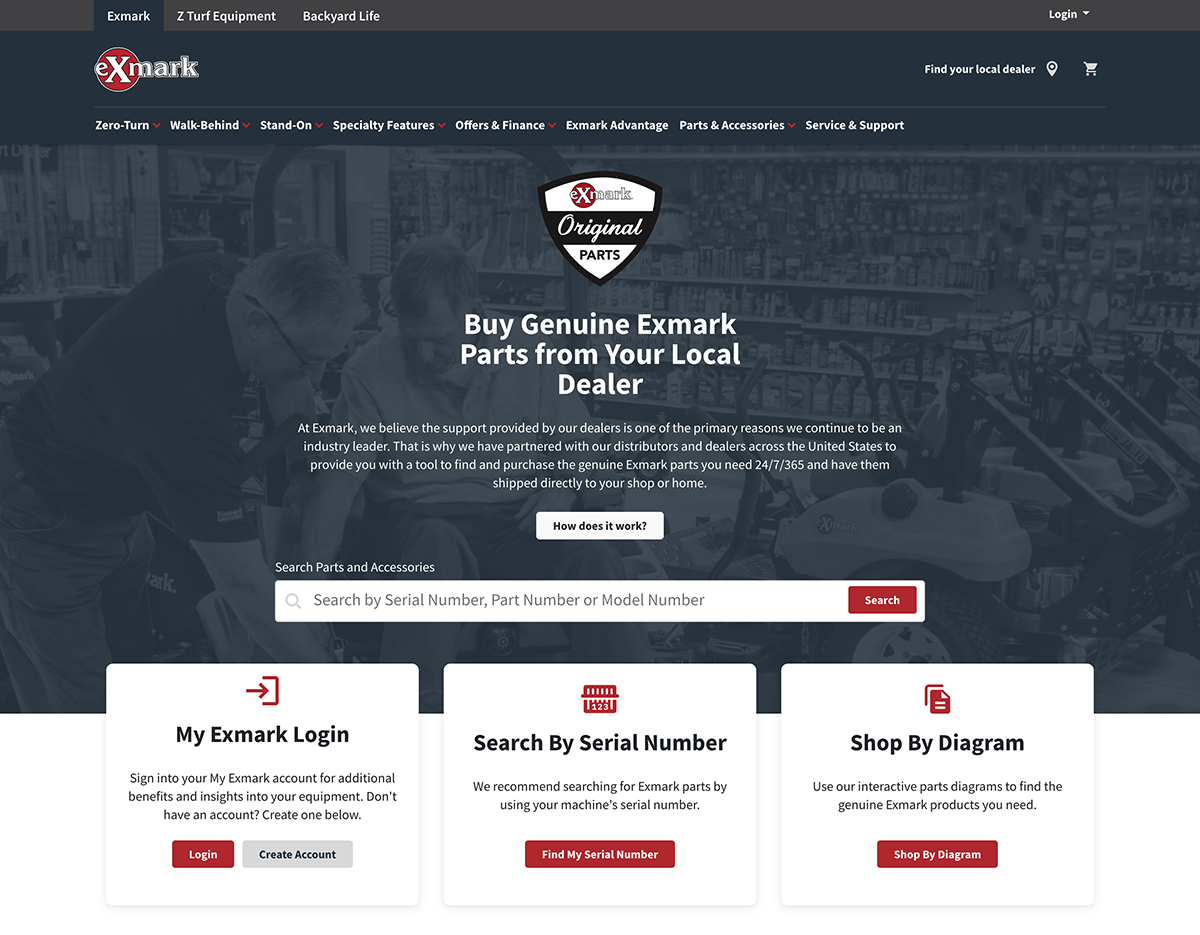 Exmark Shop Local homepage 