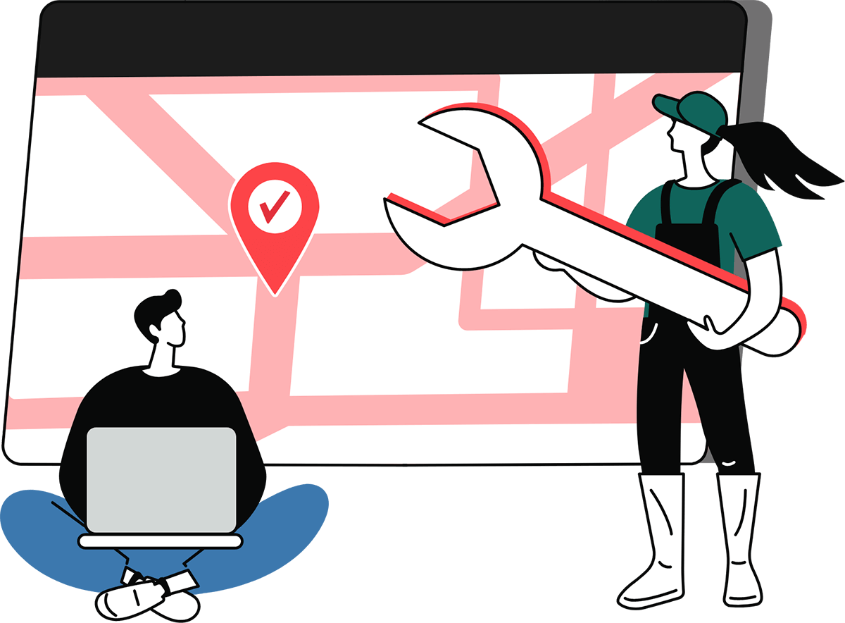 illustration of mobile service technician and customer 
